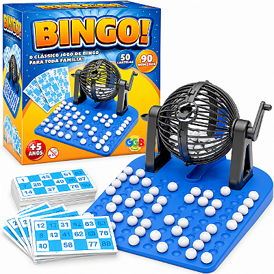 Bingo Completo com Globo Giratório 90 Bolinhas e 50 Cartelas - GGB Brinquedos