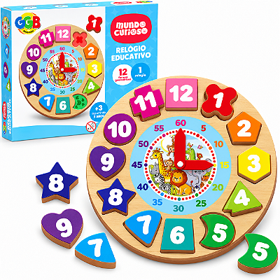 Relógio Educativo Números e Formas para Aprender Horas e Minutos - GGB Brinquedos