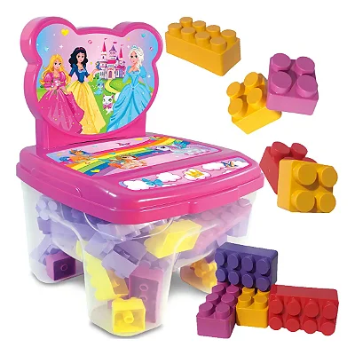 Cadeira Toy Blocos Princesas com 24 Peças - GGB Brinquedos
