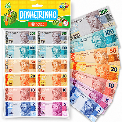 Dinheirinho Infantil com 48 Notas Educativas - GGB Brinquedos