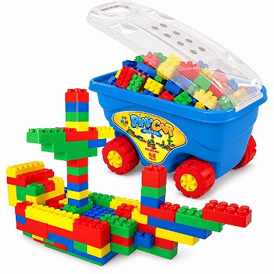 Playcar Blocos 48 Peças Carrinho de Puxar com Blocos de Montar GGB