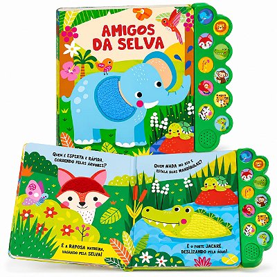 Livro Sonoro Sentindo Amigos Animais Amigos da Selva com Sons e Texturas - Happy Books