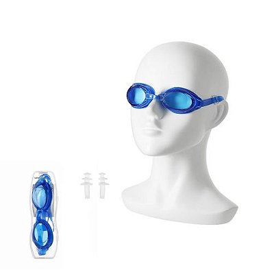 OCULOS DE NATAÇÃO PARA ADULTO COR AZUL ESCURO COM PROTETOR DE OUVIDO