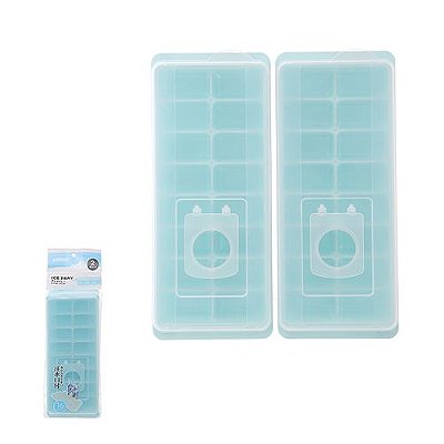 CONJUNTO DE 2 FORMAS DE GELO COM 16 COMPARTIMENTOS AZUL