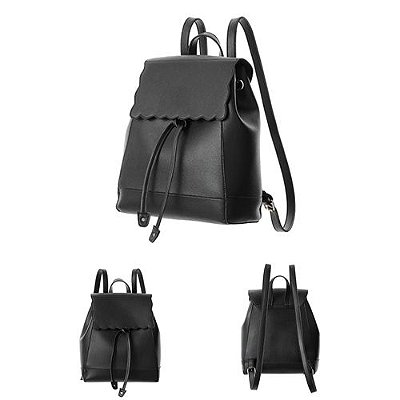 MOCHILA PRETA COM ABA RECORTADA