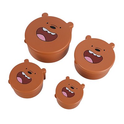 Kit 4 Potes Miniso We Bare Bears Urso Sem Curso Pardo