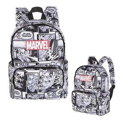 Mochila Homem Aranha Hq, Marvel Preta/branco. Comp:poliéster