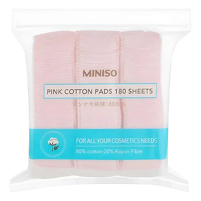 Algodão Hidrófilo Miniso Para Limpeza Facial Rosa 180 Un
