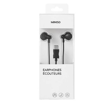 Fone De Ouvido trançados, TYPE-C Earphones - Preto