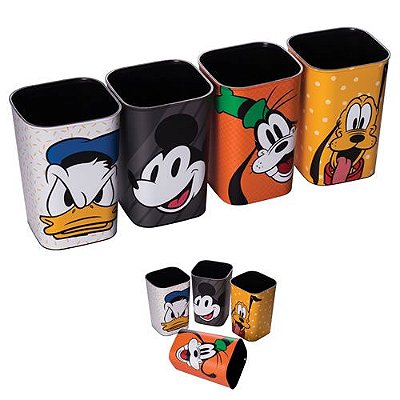 CONJUNTO COM 4 PORTA CANETAS COM LINDAS ESTAMPAS DO MICKEY E SEUS AMIGOS 11X7,5CM CADA 2