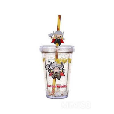 COPO TUMBLER COM CANUDO SÉRIE MARVEL THOR 320ml.
