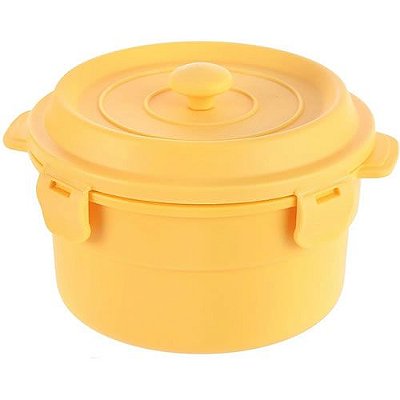 BENTO BOX REDONDA DUPLA PARA ARMAZENAR ALIMENTOS AMARELA 650ml.