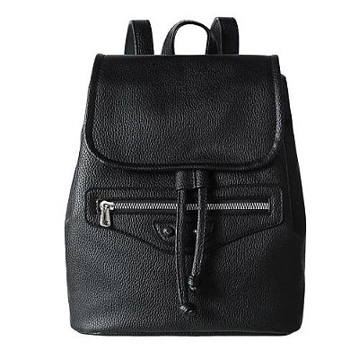 MOCHILA FEMININA COR PRETA SÓLIDA TAMANHO 26,5x26,5x12,5 cm.
