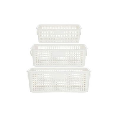 CONJUNTO DE 3 CESTOS DE ARMAZENAMENTO RETANGULAR TAMANHO 27X14X9cm.