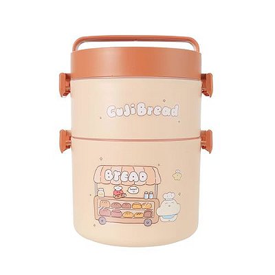 MARMITA BENTO BOX DUPLA MARROM BREAD GUJI GUJI 1700ml.