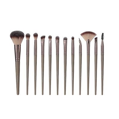 CONJUNTO DE PINCEIS DE MAQUIAGEM 12 UNIDADES CABO DOURADO BEAUTY TOOLS