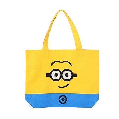 BOLSA SACOLA TRAPEZOIDAL MODELO MINIONS COR AMARELA TAM: 34X26X8cm.