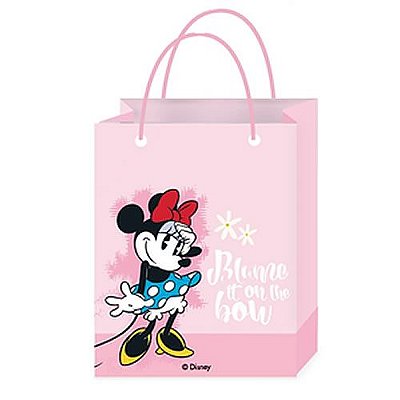 SACOLA PARA PRESENTE MODELO DISNEY MINNIE MOUSE TAMANHO 23X18X10cm.