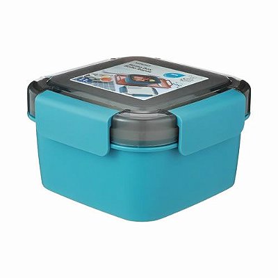 BENTO BOX COM TRAVAS LATERAIS E DIVISÓRIAS 1,100ml. COR AZUL