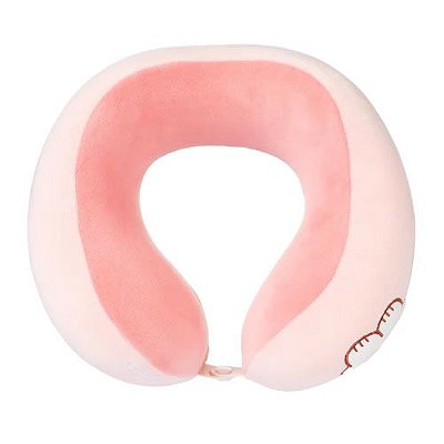 ALMOFADA DE PESCOÇO EM FORMATO DE U MODELO RATORA COR ROSA
