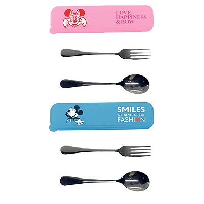 CONJUNTO DE TALHERES DE AÇO INOXIDÁVEL COM ESTOJO MODELO DISNEY 100 SMILES COLLECTION