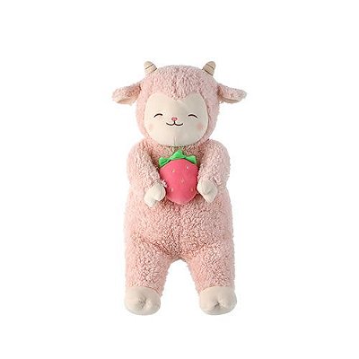 PELÚCIA OVELHA ROSA COM MORANGO TAMANHO 40 CM.