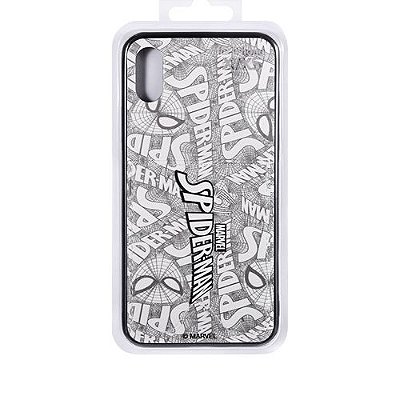 Capa de celular para IPHONE X/XS, Homem Aranha/Spiderman, Série Marvel. Cor preto e branco