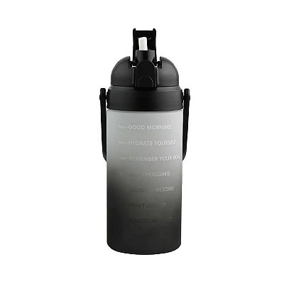 GARRAFA DE PLÁSTICO COM CANUDO E ALÇA PRETA  2000 ML.