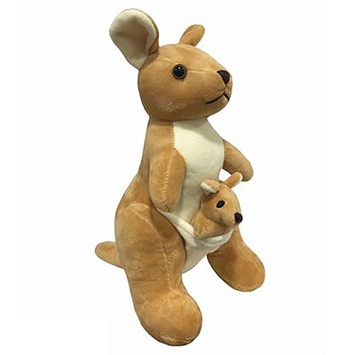 Pelúcia: Cangurú Com Filhote 26cm. Cor Marrom