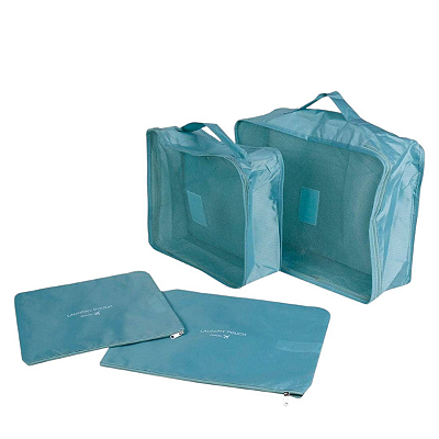 KIT ORGANIZADOR DE MALA ( 4 PEÇAS)VERDE ÁGUA