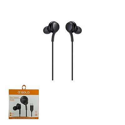 FONE DE OUVIDO INTRA-AURICULAR PRETO COM ENTRADA TIPO C - 3,5MM