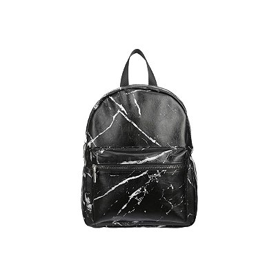 MOCHILA COM ZIPER PRETA /RISCOS BRANCOS TAMANHO 30X24X10 CM.
