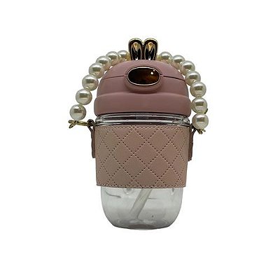 GARRAFA DE PLÁSTICO EM FORMATO DE COELHO COM ALÇA PEROLADA (350 ML)