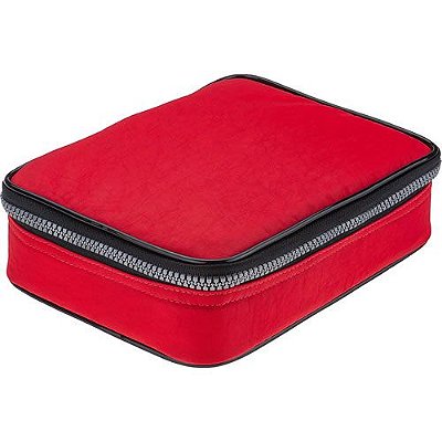 ESTOJO ESCOLAR MODELO NECESSAIRE COM CAPACIDADE PARA 50 LAPIS TAMANHO 20X12X5cm. COR VERMELHO