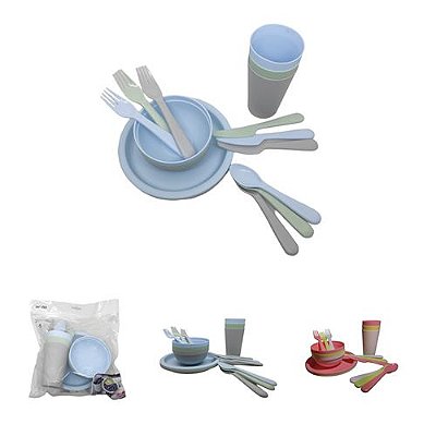 KIT COZINHA 18 PEÇAS ( COPOS,TALHERES,PRATOS,POTES)