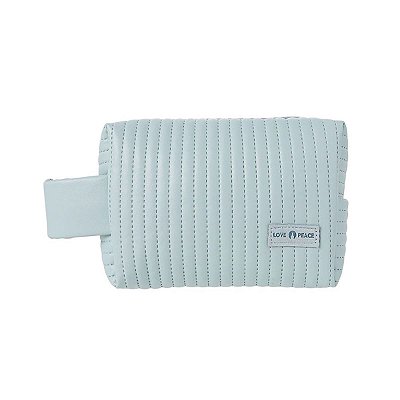 NECESSAIRE ACOLCHOADA COM ALÇA AZUL TAMANHO 18X12X7 CM.