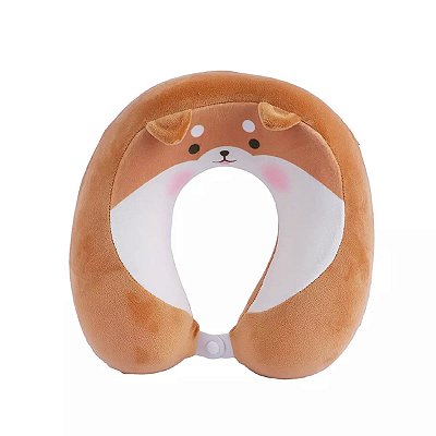 ALMOFADA DE PESCOÇO EM FORMATO DE U SHIBA INU 29 CM.
