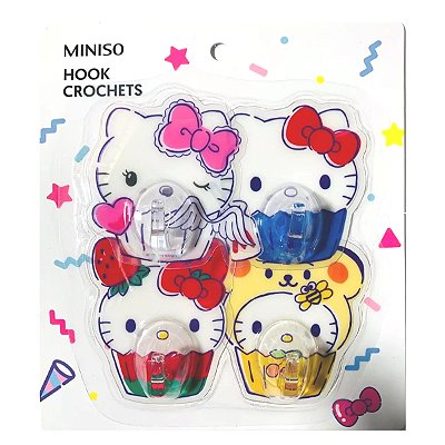 GANCHOS ADESIVOS MODELO SANRIO HELLO KITTY 4 PÇS.
