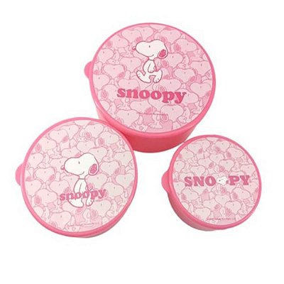 CONJUNTO DE POTES DE ARMAZENAMENTO MODELO SNOOPY 3 PEÇAS