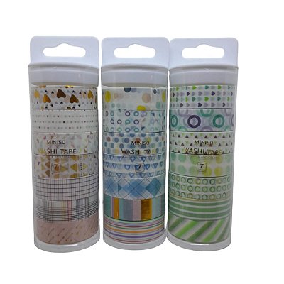 FITA ADESIVA DECORATIVA ESTOJO COM 7 ROLOS TAM 4M X 1,5 CM.