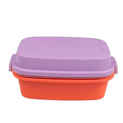 CAIXA BENTO BOX COLORIDA COM DIVISÓRIAS E TALHERES 980ML.