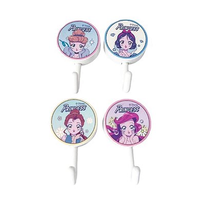 GANCHOS ADESIVOS COLEÇÃO DISNEY PRINCESAS 4 PÇS.