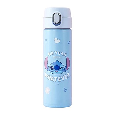 GARRAFA DE AÇO INOX DISNEY STITCH OH YEAH WHATEVER 420 ML.
