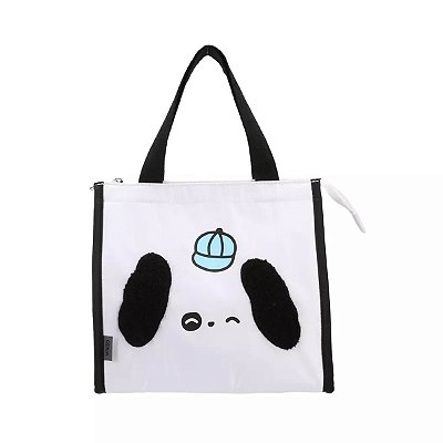 BOLSA TÉRMICA QUADRADA COLEÇÃO DOGGIE POWER BRANCO 24 X 23 CM.