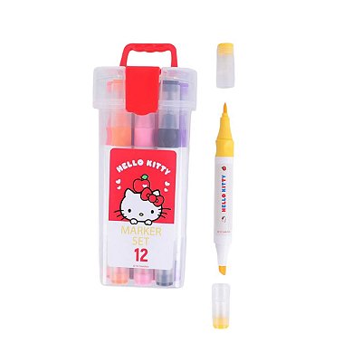 KIT CANETA MARCA TEXTO COLEÇÃO SANRIO HELLO KITTY 12 CORES
