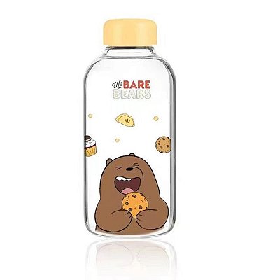 GARRAFA DE VIDRO MODELO URSO SEM CURSO PARDO MINISO 600 ML.