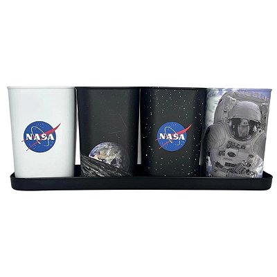 CONJUNTO 4 PORTA CANETAS 1 BANDEJA NASA ESPACIAL 32 X 8,2 X 11,5 CM. MINISO