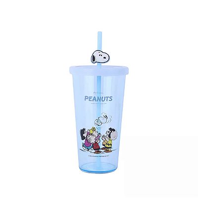 COPO COM CANUDO SNOOPY E SUA TURMA MINISO 600 ML.
