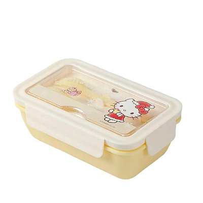 BENTO BOX COM TALHERES MINISO SANRIO HELLO KITTY DE NATAL 1100 ML.