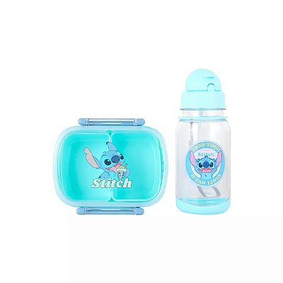 CONJUNTO BENTO BOX 360 ML. COM GARRAFA 450 ML. DISNEY STITCH ALOHA ! MINISO